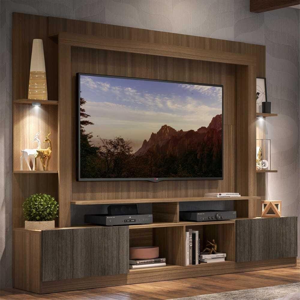 Rack Estante TV 65” com Leds Berlim Multimóveis Madeirado/Tenerife