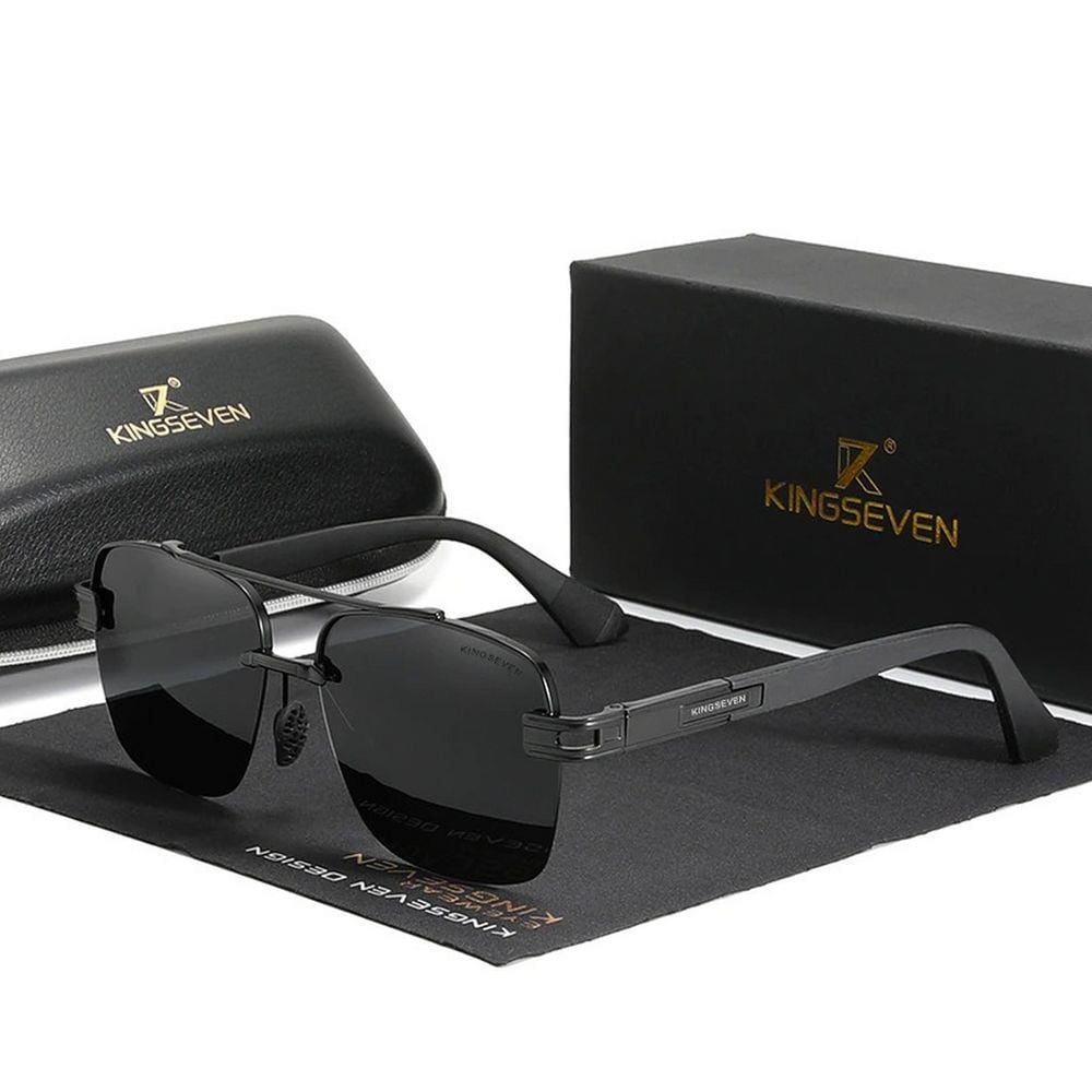 Oculos de Sol Masculino Design Quadrado KINGSEVEN Estilo Piloto  Polarizados com Proteção Uv400