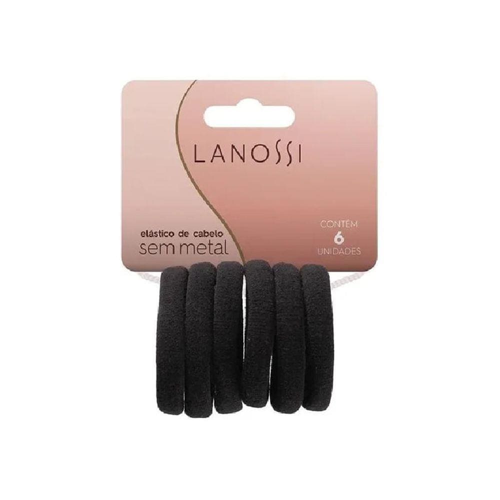 Prendedor Para Cabelos Lanossi Elástico Preto Com 6 Unidades Ref Ls2506