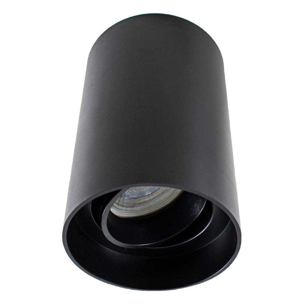 Spot Sobrepor Preto Redondo + LED Dicroica Gu10 Mr16 Branco Quente St2104