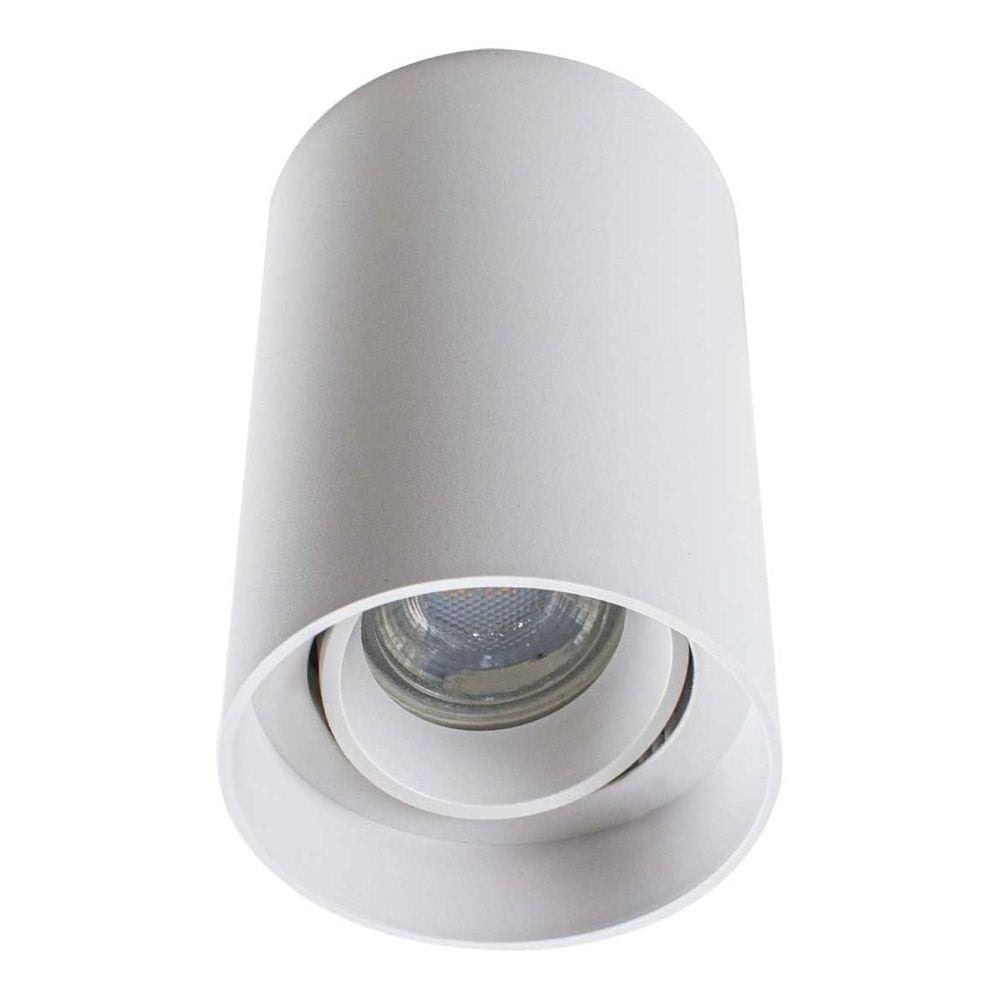 Spot Sobrepor Branco Redondo + LED Dicroica Gu10 Mr16 Branco Quente ST2104