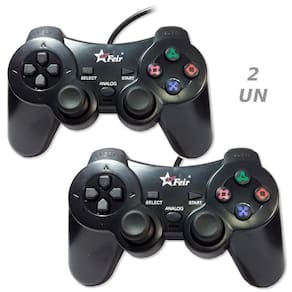 Kit 2 Controle Usb Para Pc Computador Joystick Dualshock