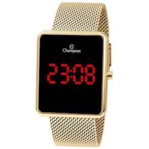 Relógio Feminino cHAMPION Digital led Dourado Retangular CH40080V