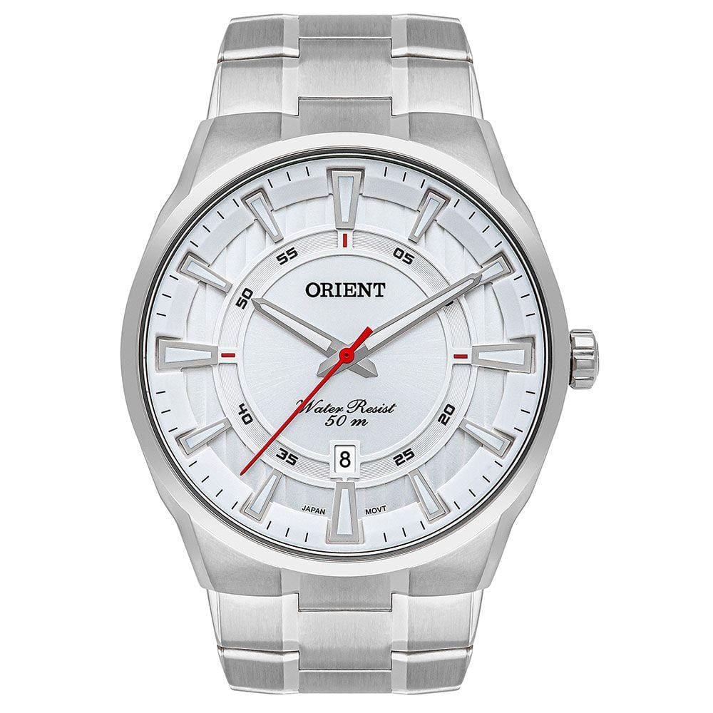 Relógio Masculino Prateado Fundo Branco Orient Mbss1370