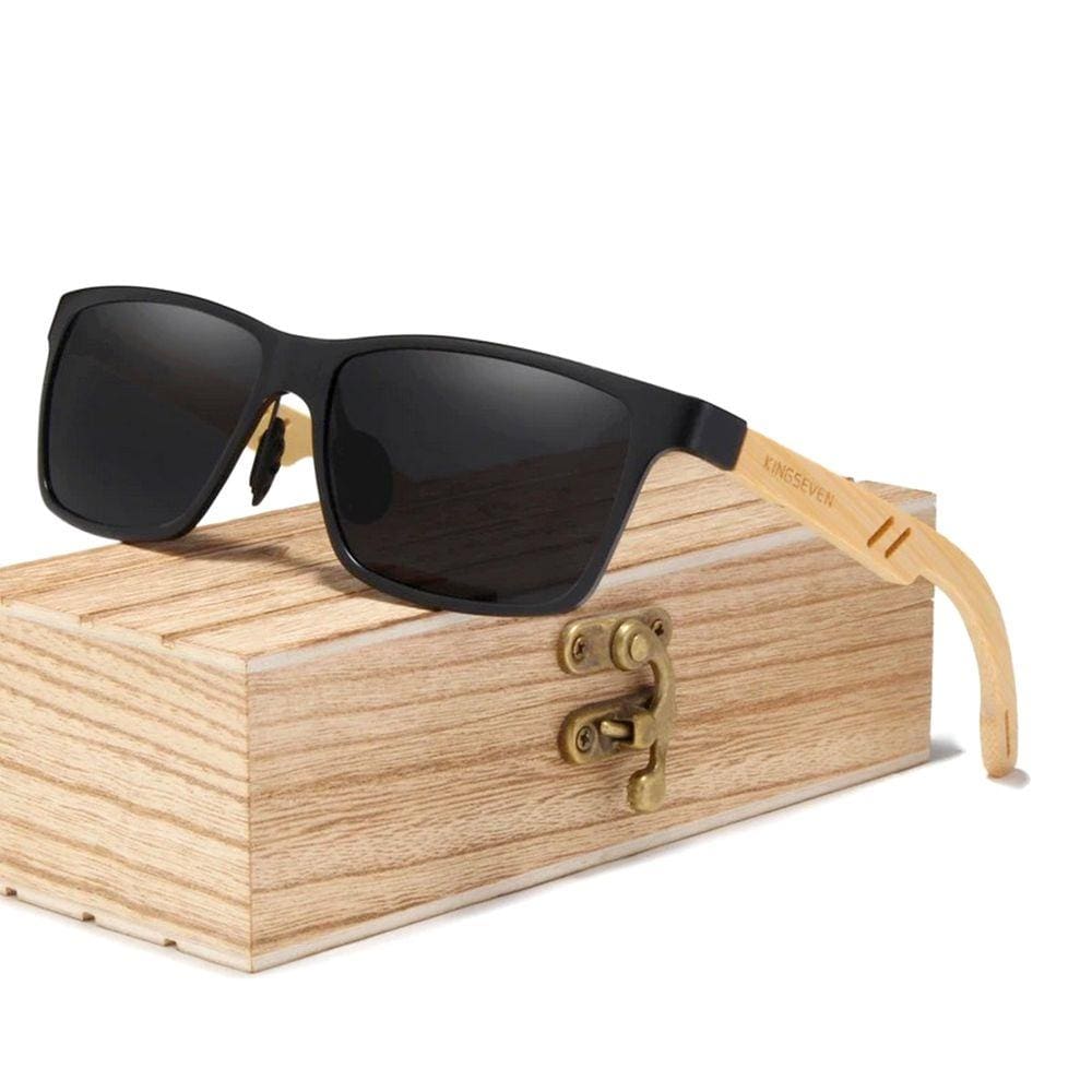 Óculos de Sol Kingseven Retro Hastes de Madeira com Proteção Uv400