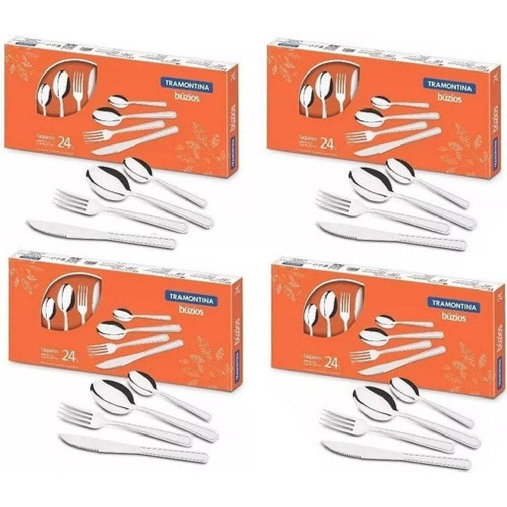 Faqueiro 24 Pecas Buzios Inox 23799071 Tramontina - Kit C/4