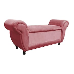 Recamier com Baú Itália Namoradeira Suede Rosê D`Rossi