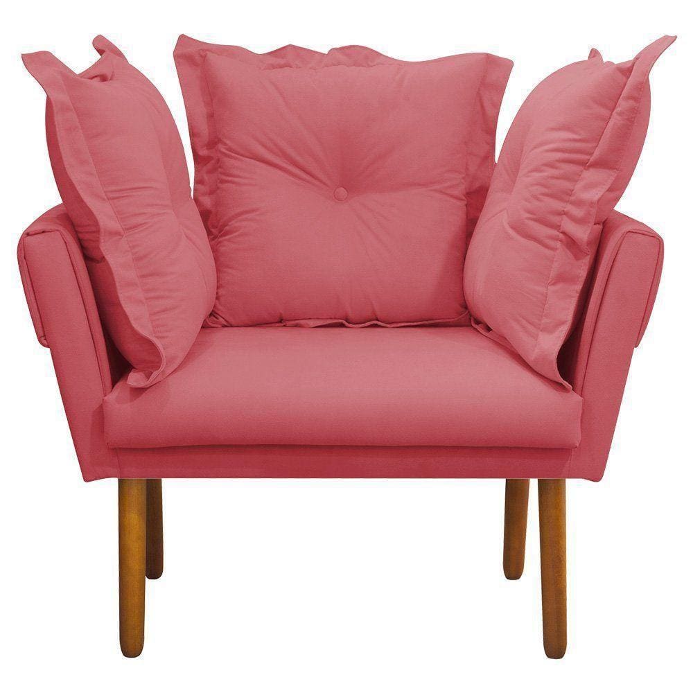 Poltrona Londres Suede Rose Pés Palito Castanho D´rossi