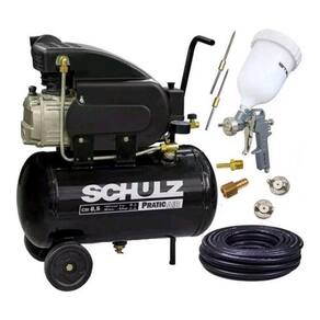 Compressor Ar 8,5Pés 25L 2Cv Pratic Csi Schulz + Kit Pintura