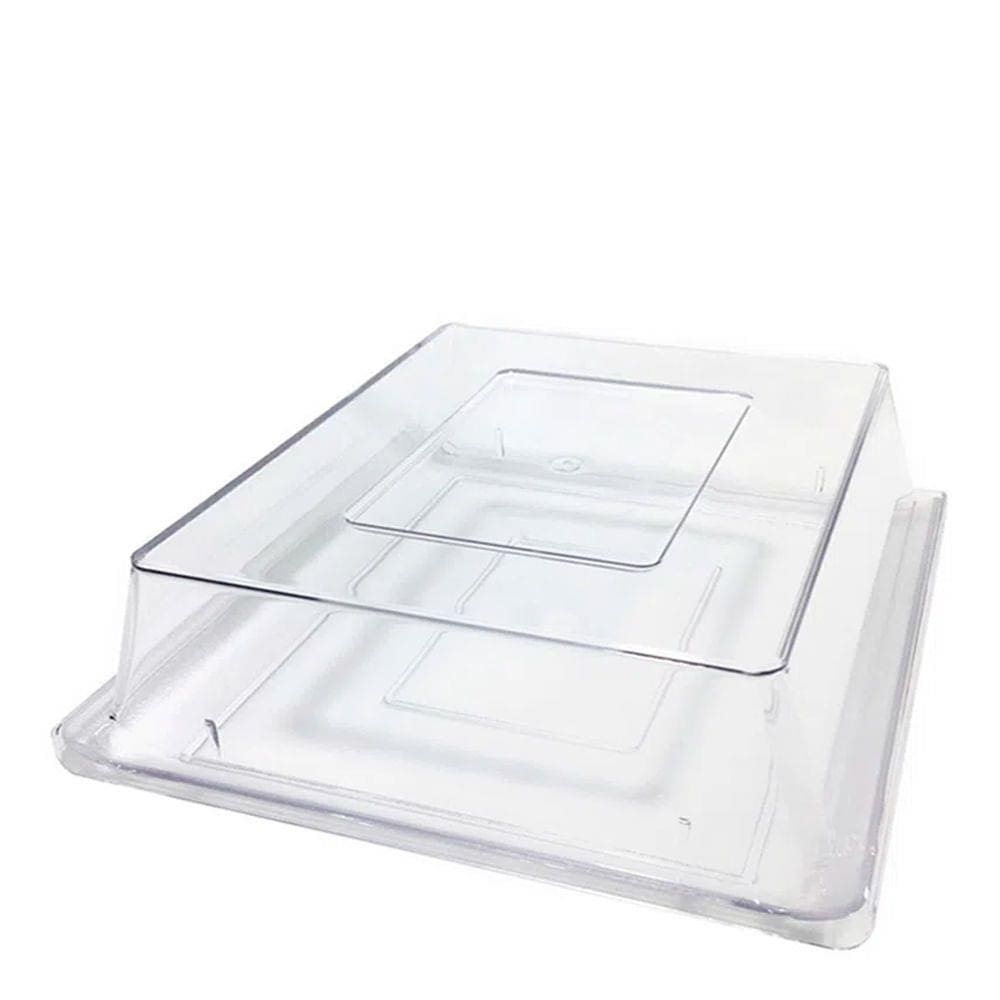 Bandeja Servir Quadrada Com Tampa 30x30 Natural em Policarbonato Linha Profissional Cook Vemplast