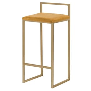 Banqueta Decorativa Jasmine Base Gold Suede Mostarda