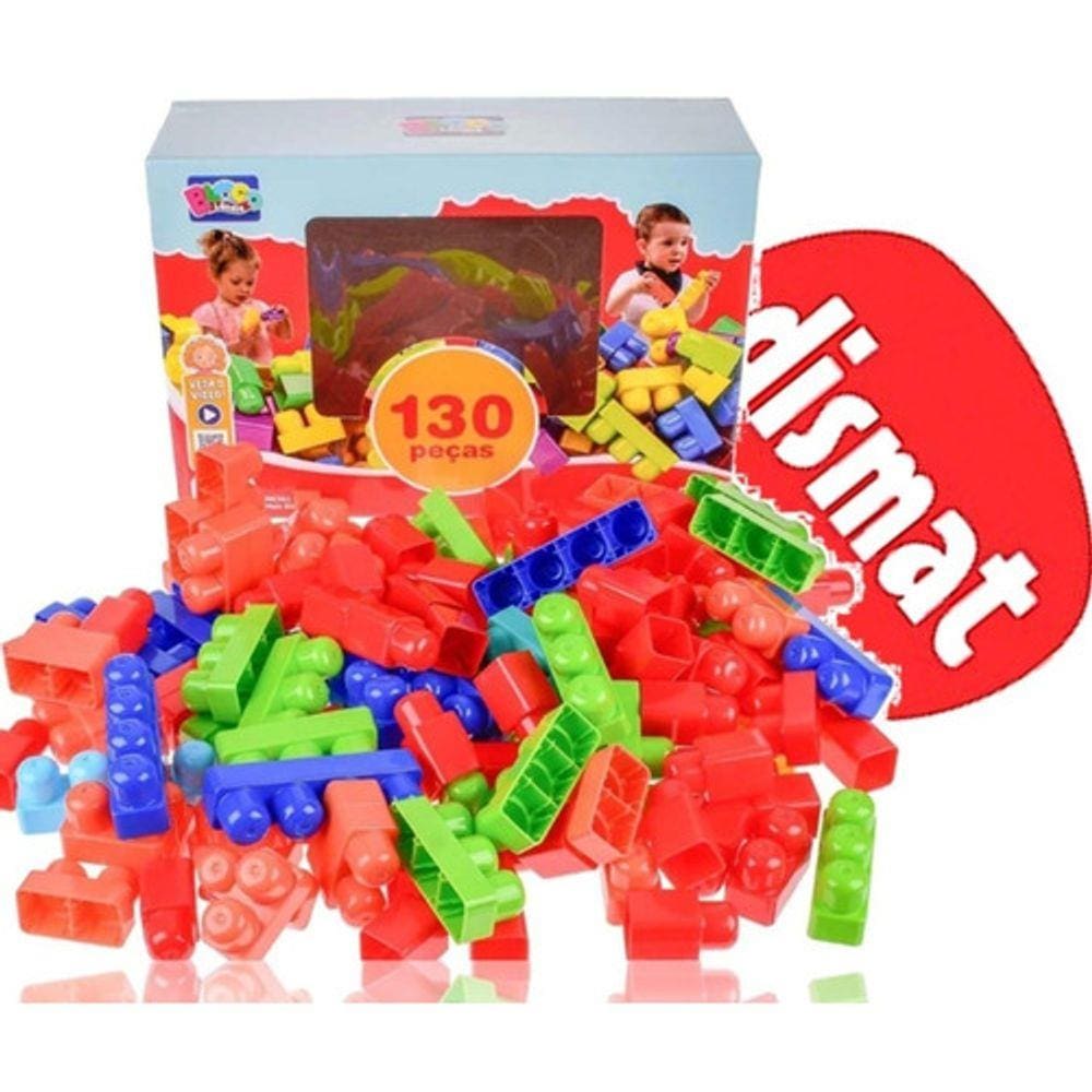 Blocos De Montar E Encaixar Kids 130 Peças Dismat Infantil
