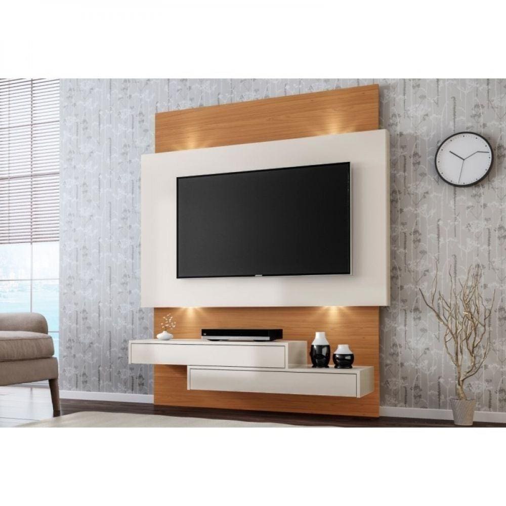 Painel Home Suspenso para Tv Com Led Tb120l Off White Freijó