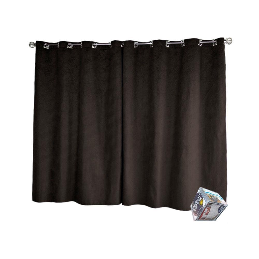 Cortina Suede 2,70m P/ Varão Até 2m Semi Blackout Marrom Esc