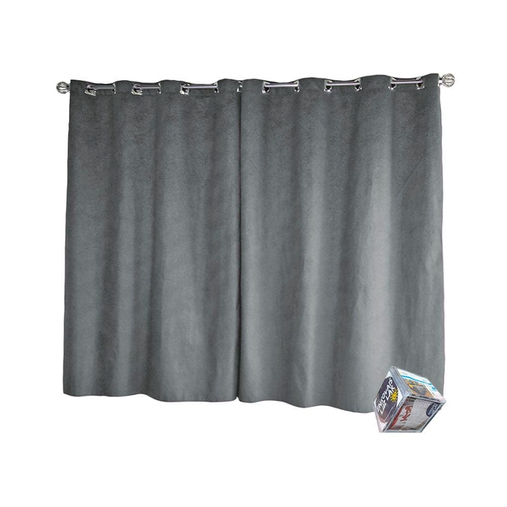 Cortina Camurça Suede 2,70m P/ Varão 2m Cinza Semi Blackout