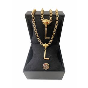 Colar + Pulseira Elo Português Grosso 6mm Letra "L"