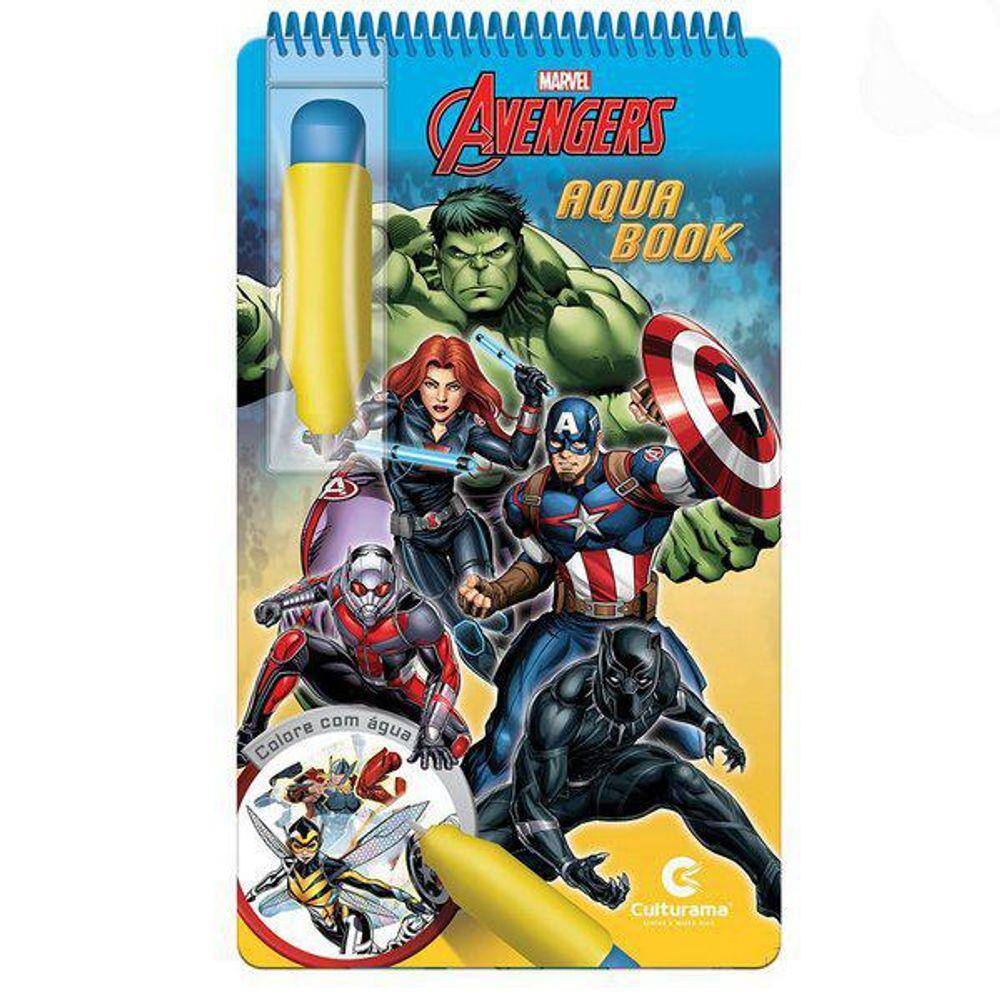 Bloco Aqua Book Os Vingadores Avengers Com Pincel - 142977