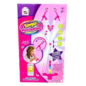 Microfone Karaokê Infantil Som Luz Conecta Celular Pedestal