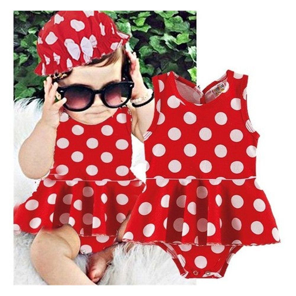 Body Bodies Bebe Menina Regata Com Saia + Chapéu Bolinha Ver