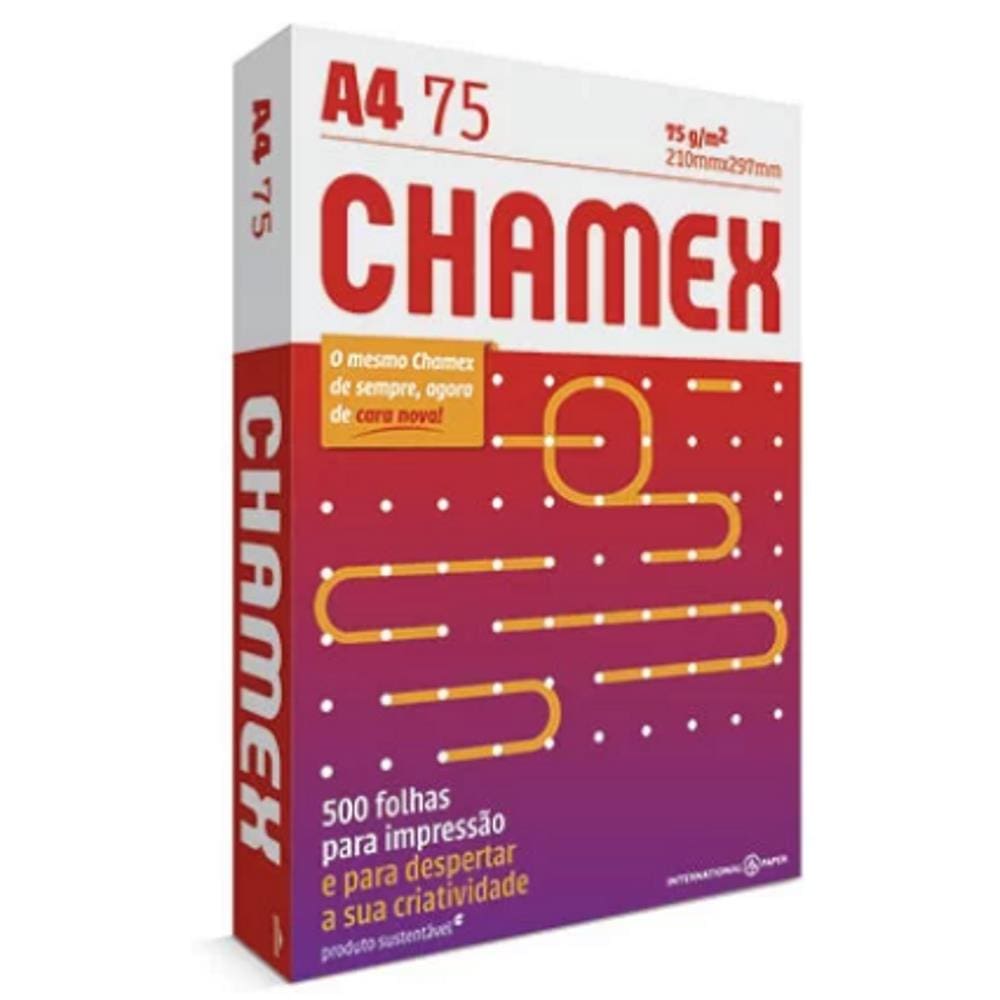 Papel Sulfite 75g Alcalino 210x297 A4 Chamex Office Ipaper PT 500 FL