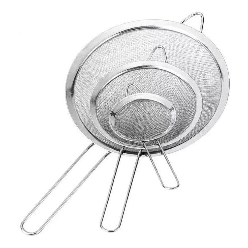 Kit Peneira Em Inox Com 3 Peças