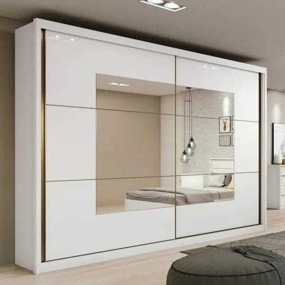 Guarda Roupa Casal com Espelho 2 Portas e 6 Gavetas Toronto Plus Lopas - Branco - ByMobille