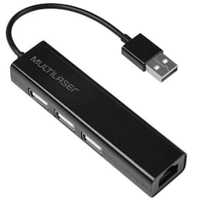 Conversor Ac. Hub Usb 2.0 3 Portas Rj45 Fêmea Preto - AC304