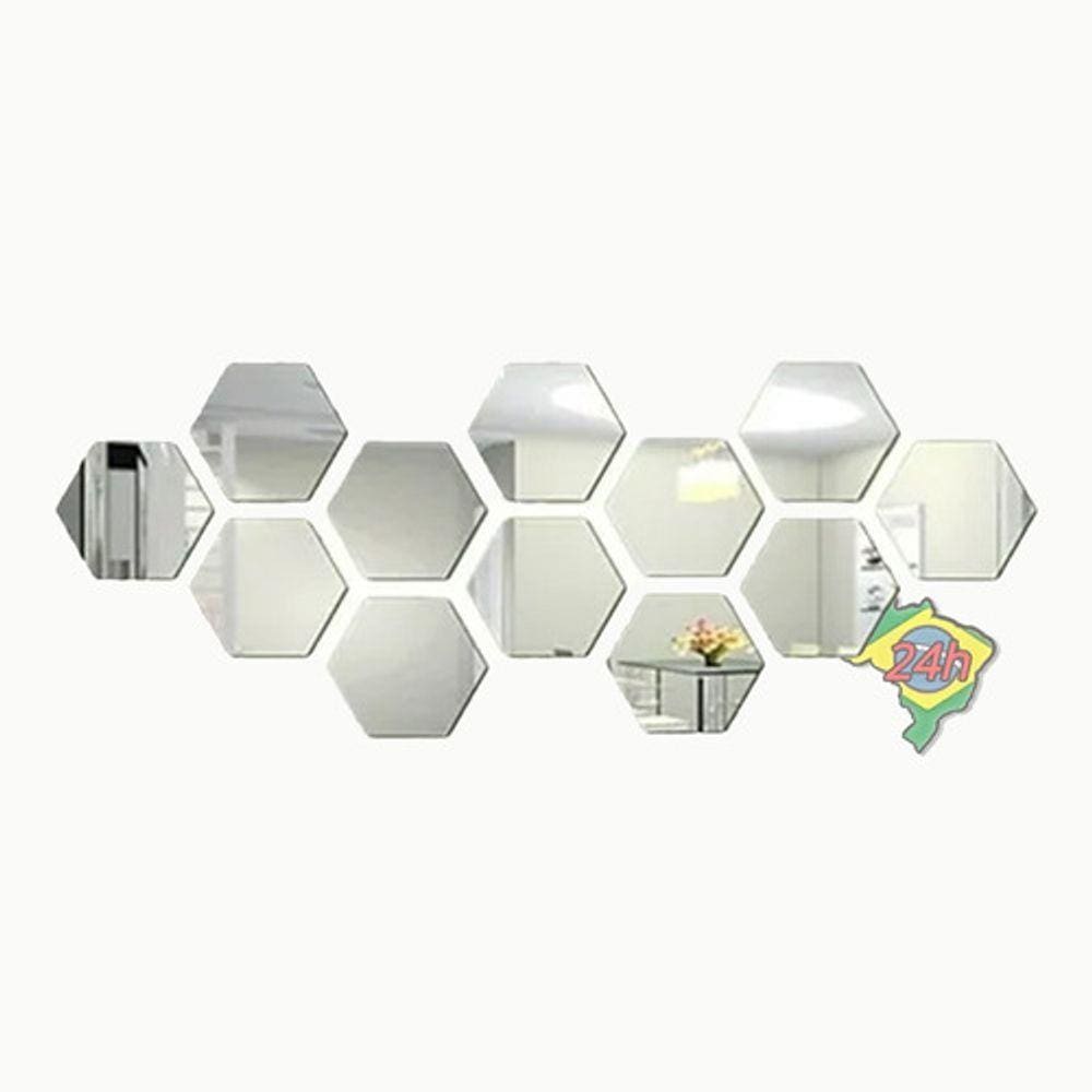 36x Adesivos Espelhado D Parede Acrilico Hexagono Decorativo
