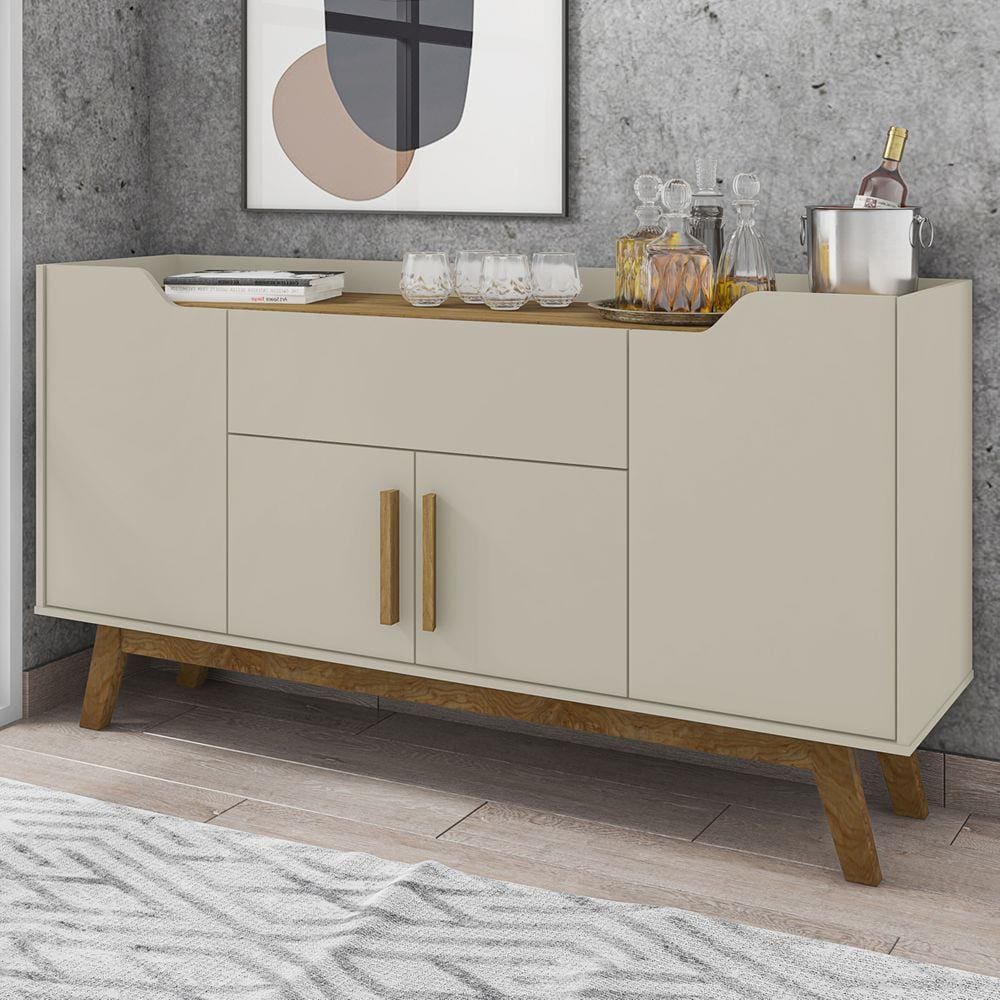 Balcão Buffet Future 4 Portas 1 Gaveta Off White/cinamomo - Móveis Bechara
