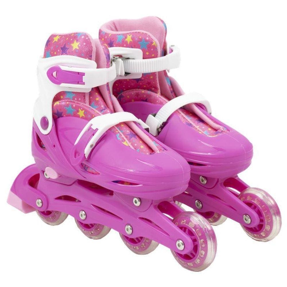 Patins Infantil + Capacete + Acessórios 36-39 Rosa