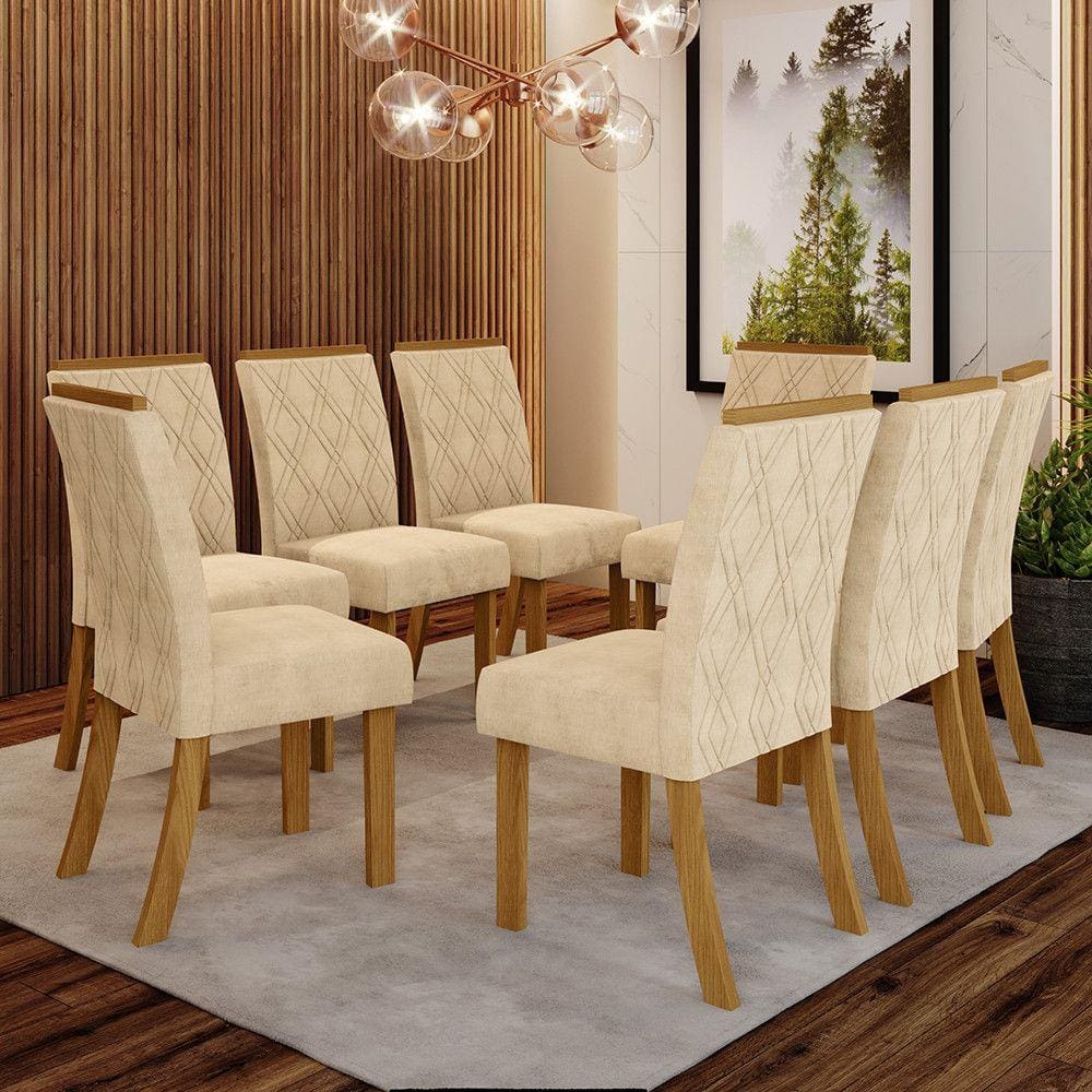 Conjunto 8 Cadeiras Estofadas Lupita Casa 812