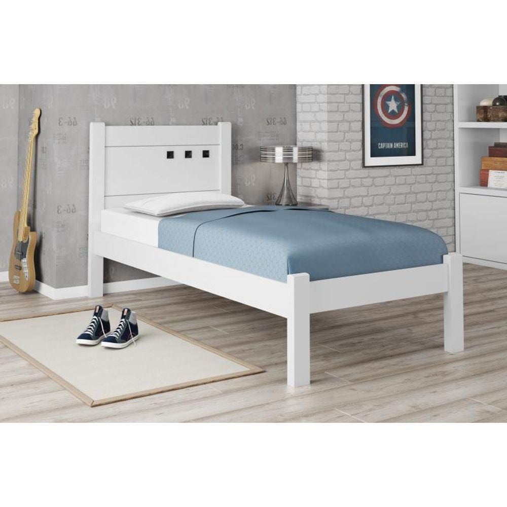 Cama de Solteiro Paola MDF Branco