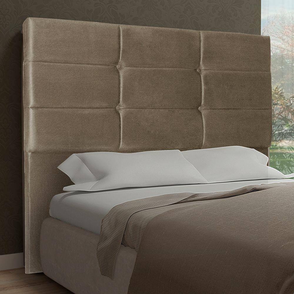 Cabeceira Casal 1,60m Toquio Suede Bege Dal Poz Estofados
