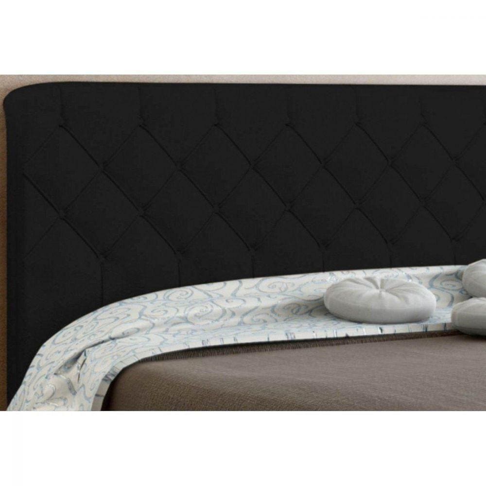 Cabeceira Box Casal 160cm Paris Amassado Preto