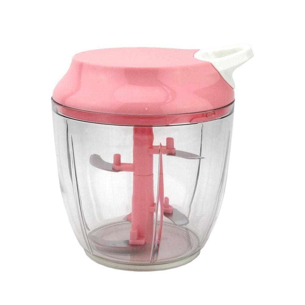 Processador Alimentos Manual Alho 5 Lâminas 900Ml Rosa