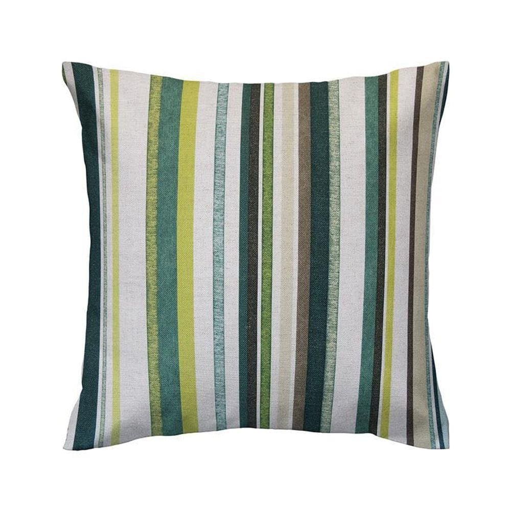 Capa De Almofada Linho Listrado Verde Com Cru