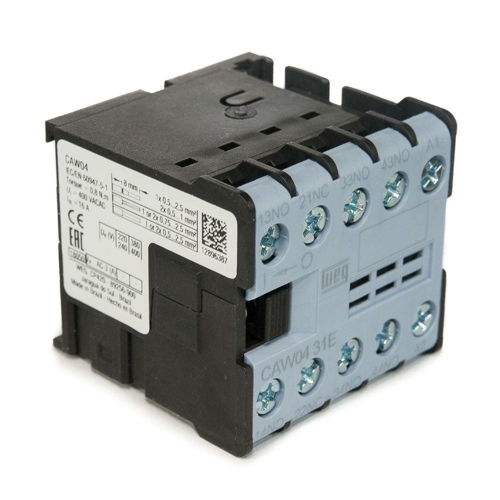 Mini Contator Tripolar Az Caw043100 6A 3Na+1Nf 220Vac Weg