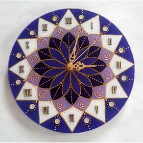 Relógio Mandala Vitral em vidro de 25cm