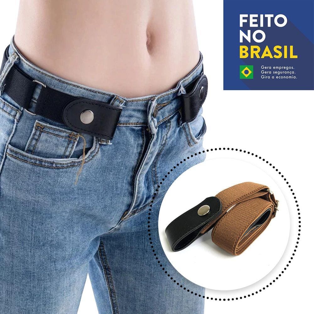 Cinto Sem Fivela Unissex Conforto e Praticidade Marron e Preto