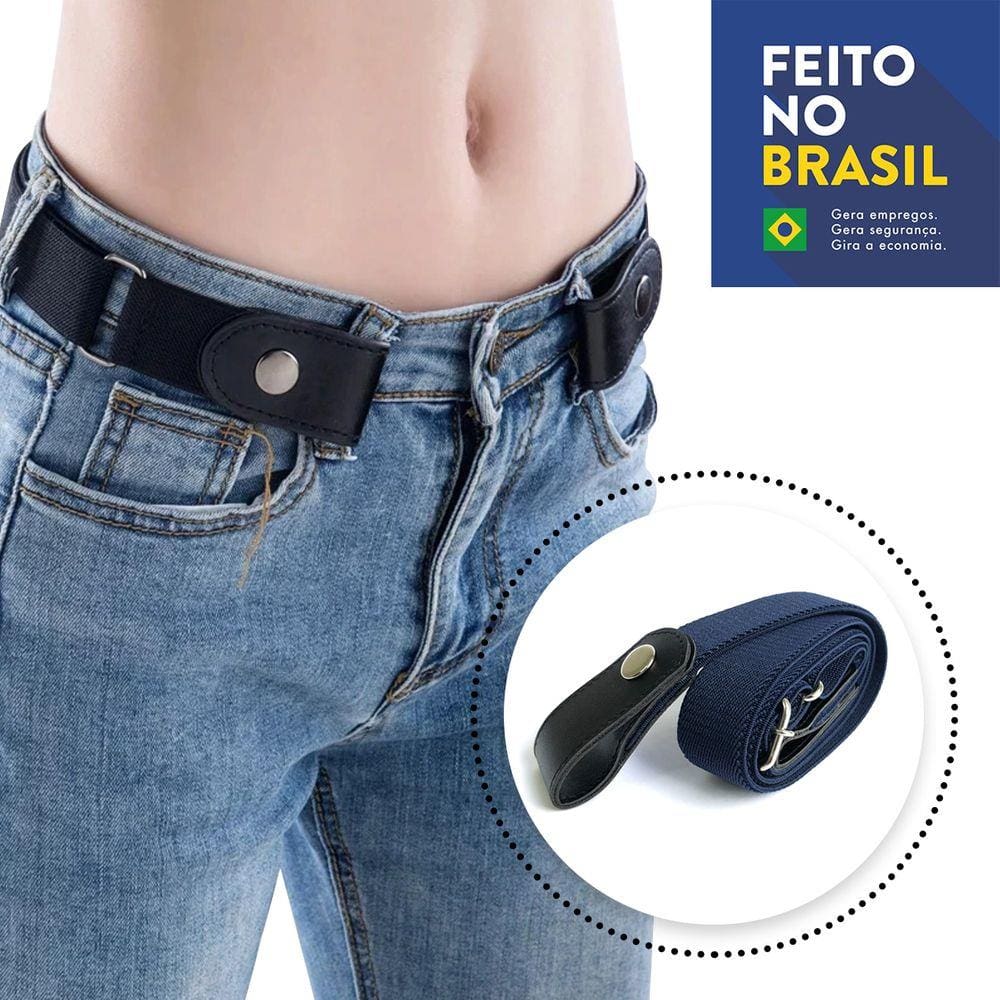 Cinto Sem Fivela Unissex Conforto e Praticidade Preto e Azul