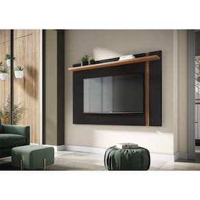 Painel para TV até 60 Polegadas Extensível 160cm a 180cm 1 Prateleira Leme Colibri Preto Fosco / Noce Milano