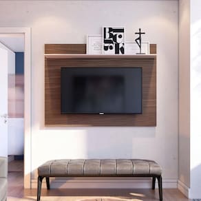 Painel para TV até 47 Polegadas 1 Prateleira Maia Colibri Nogueira Real/Off White