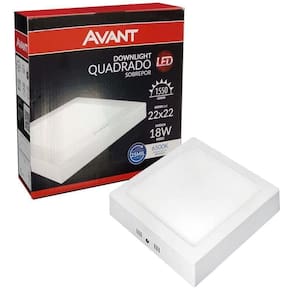 Plafon Led Quadrado 18w Painel Sobrepor Slim Avant 3000k