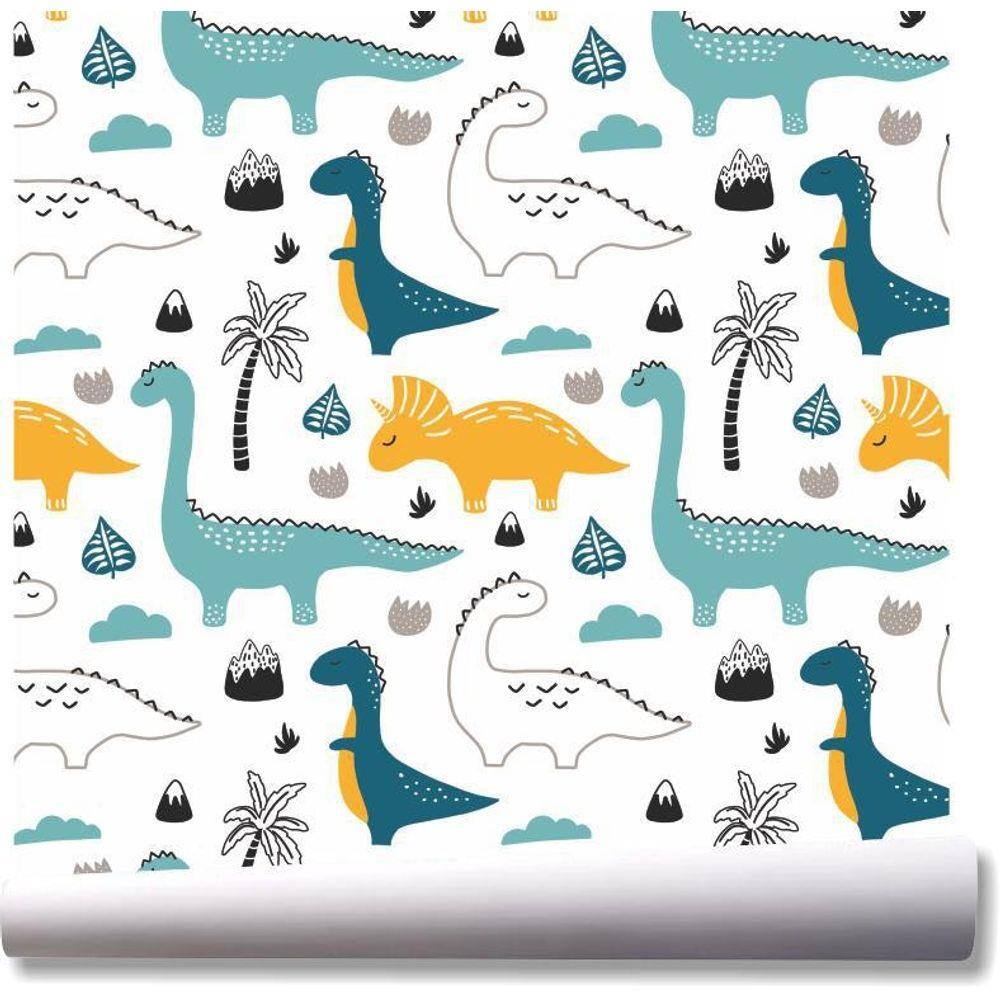 Papel de Parede Infantil Desenho Dinossauros-60x300cm