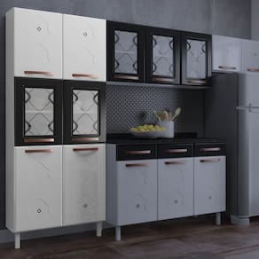 Paneleiro Duplo de Aço com Vidro Mirage New Telasul Branco com Preto