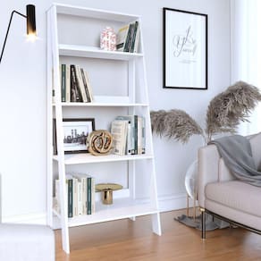 Estante para Livros Escada 4 Prateleiras Tok Yescasa Branco Neve