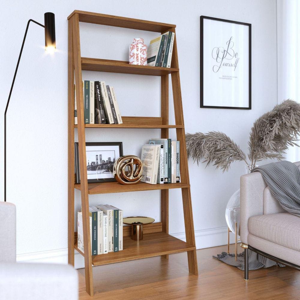 Estante para Livros Escada 4 Prateleiras Tok Yescasa Noce MIlano
