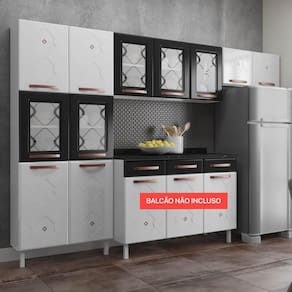 Cozinha Compacta de Aço 3 Peças Mirage New Telasul Branco com Preto