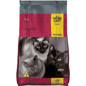 Ração Three Cats Carne Gatos Adultos Castrados 15Kg