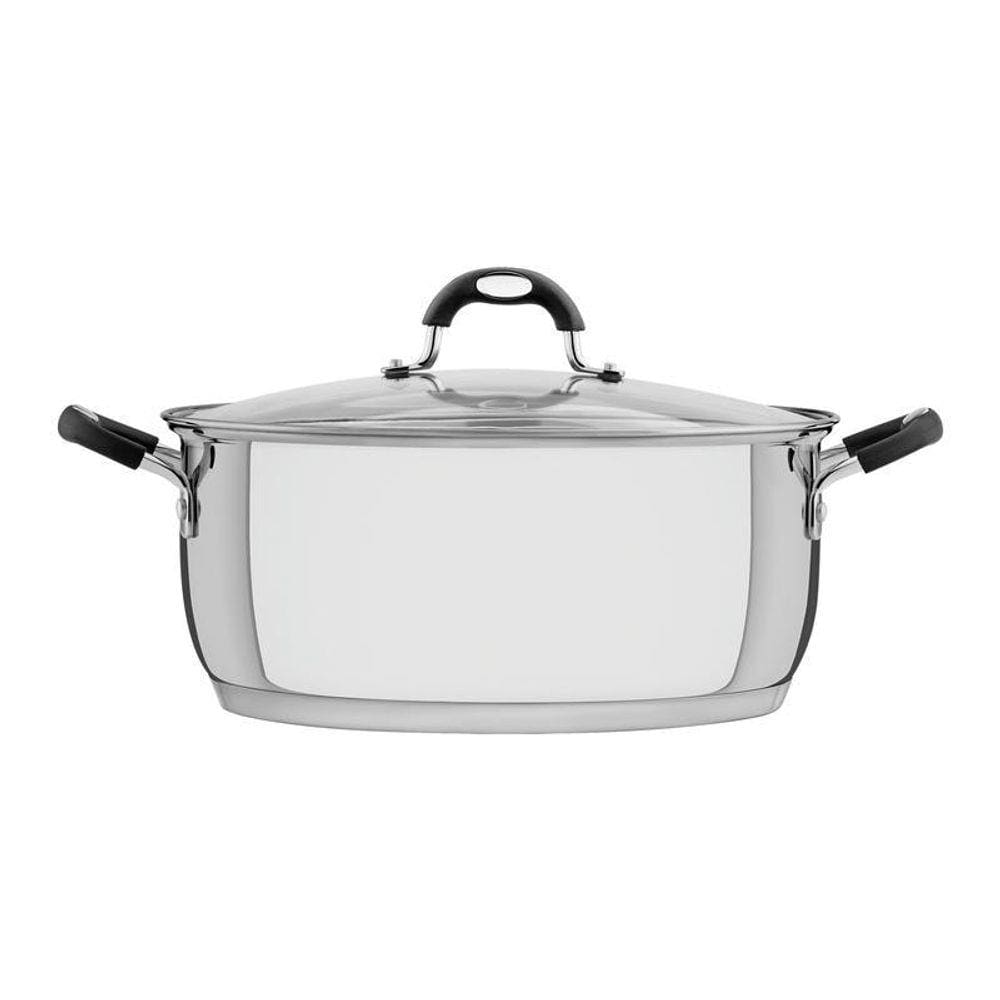 Caçarola Tramontina Rasa Solar Aço Inox Tampa De Vidro 30Cm